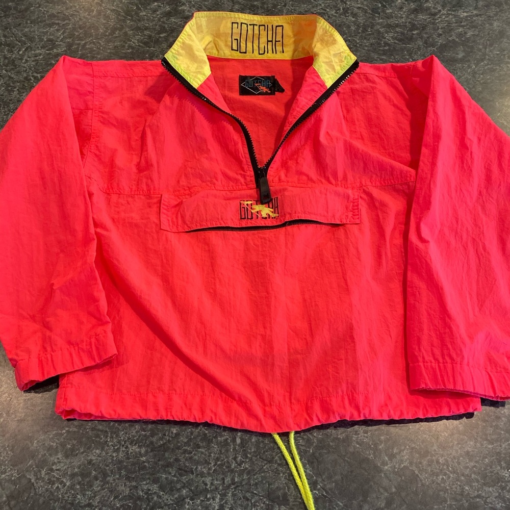 Vintage GOTCHA Windbreaker Pink Yellow Size Small